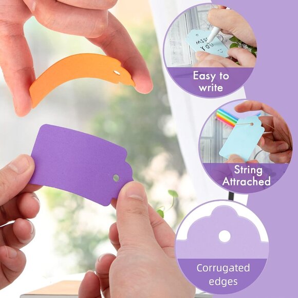 100 PCS Gift Tags with String Attached, 1.7x2.8 inch Colored Gift Tags for Prese - Picture 4 of 8